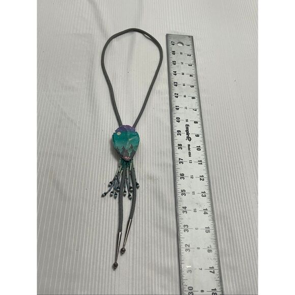 Vintage Desert Mountain Scene Southwestern Bolo Tie Rare - Picture 3 of 7